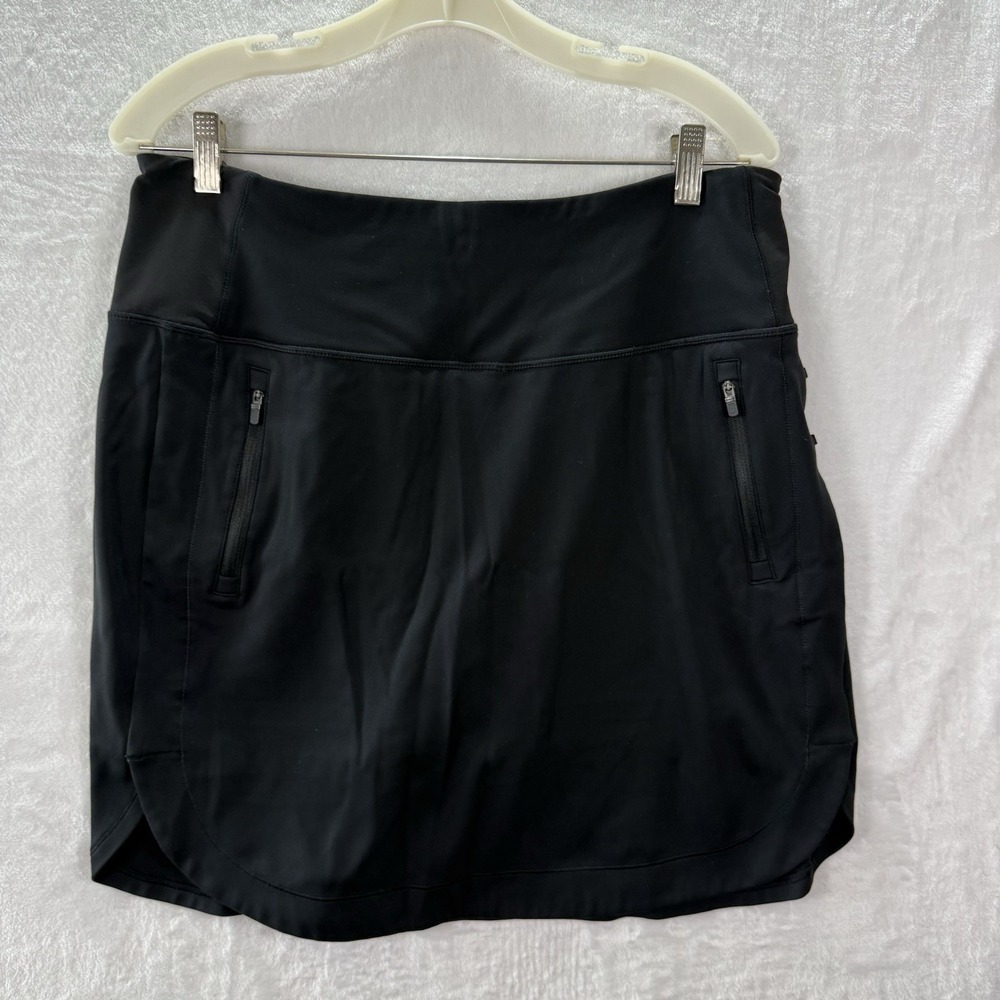 Athleta Womens L Black Athletic Skirt Skort Pockets Nylon Spandex Golf Tennis